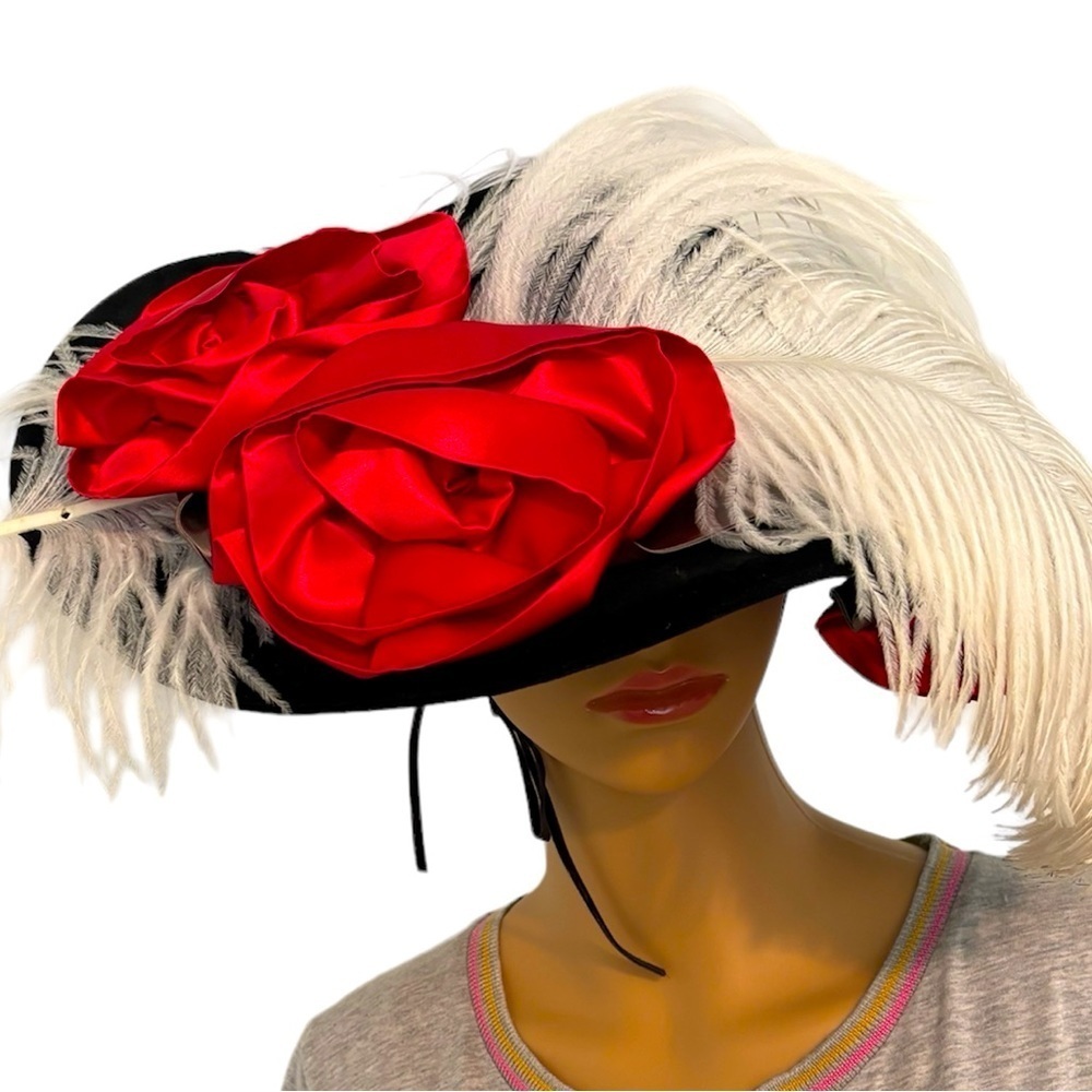 Regalia New Orleans festive finery black velvet Edwardian style hat  OS